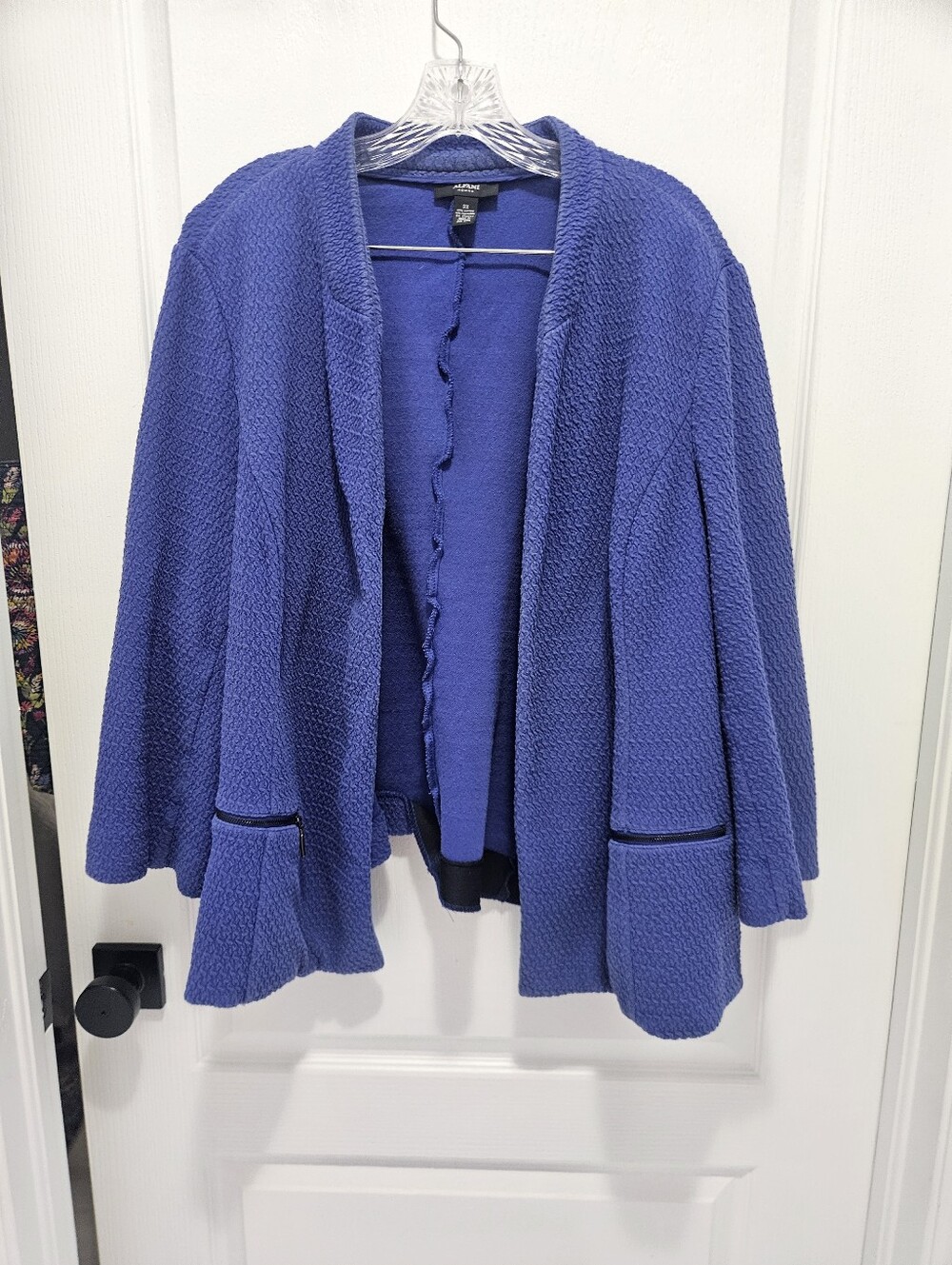Alfani 3xl Blazer Cover Up Cardigan Open Front Sweater Textured Jacket Blue